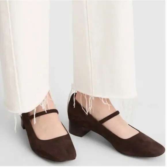 Madewell Greta Pump Heels 8.5 NWT Dark Roast Brown Suede Mary Jane Pumps NX093 - Picture 2 of 6